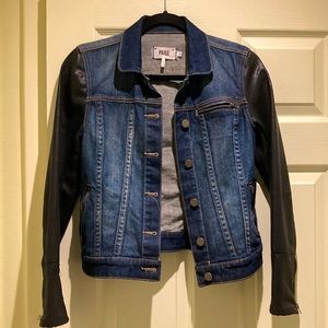 Paige denim jacket with coated sleeves